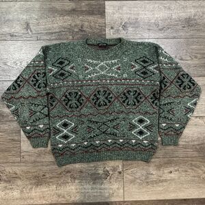 Vintage 80s Nicole Knit Green Sweater Made in USA - Women's Size Medium